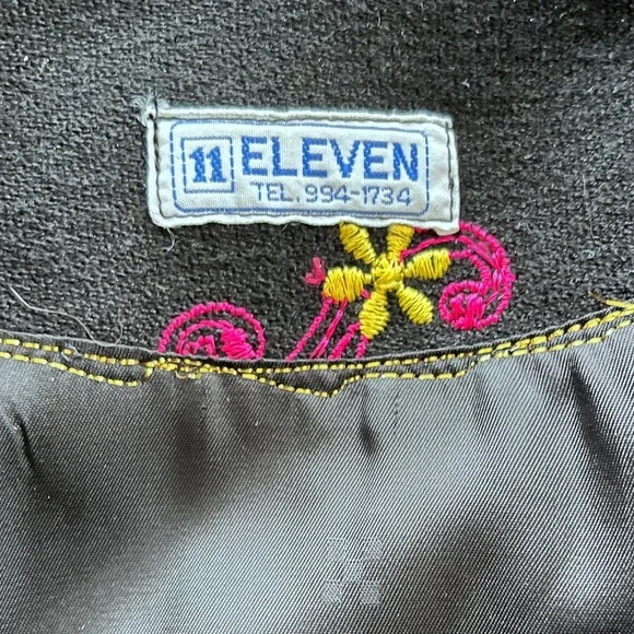 Vintage Black Japanese Haori Pink And Yellow Floral Embroidered Boho Duster - Picture 12 of 12